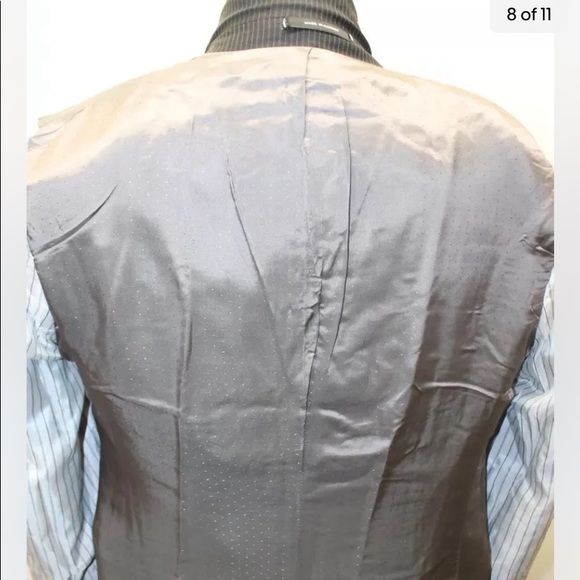Calvin Klein Pin Stripe Black Blazer Lined Made In Canada 40R 100% Wool Men - Picture 4 of 13